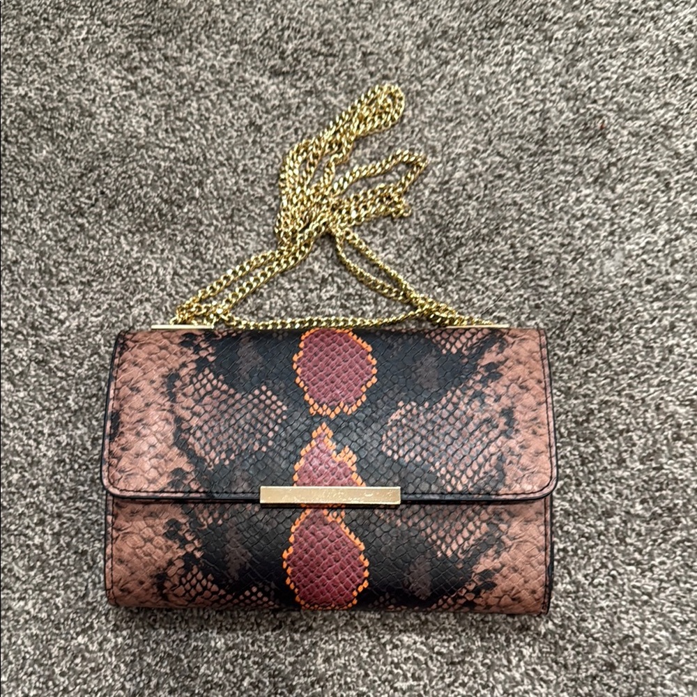 INC International Concepts Brown Snake Print Crossbody Bag